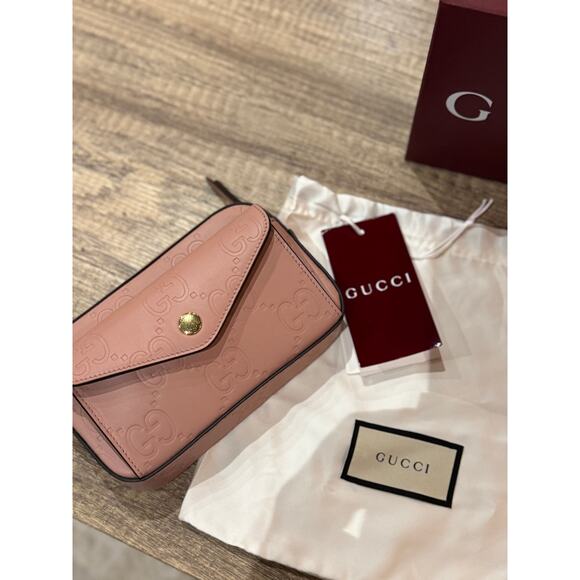 Gucci GG Super Mini Shoulder Bag Pink Leather with Chain Strap Brand BNIB - Picture 10 of 13